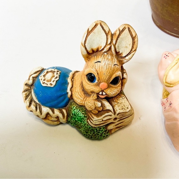 Vintage Pepiware Pen Delfin 1970s Charming Bunny Figurines Set - Blue and Pink - Picture 3 of 7